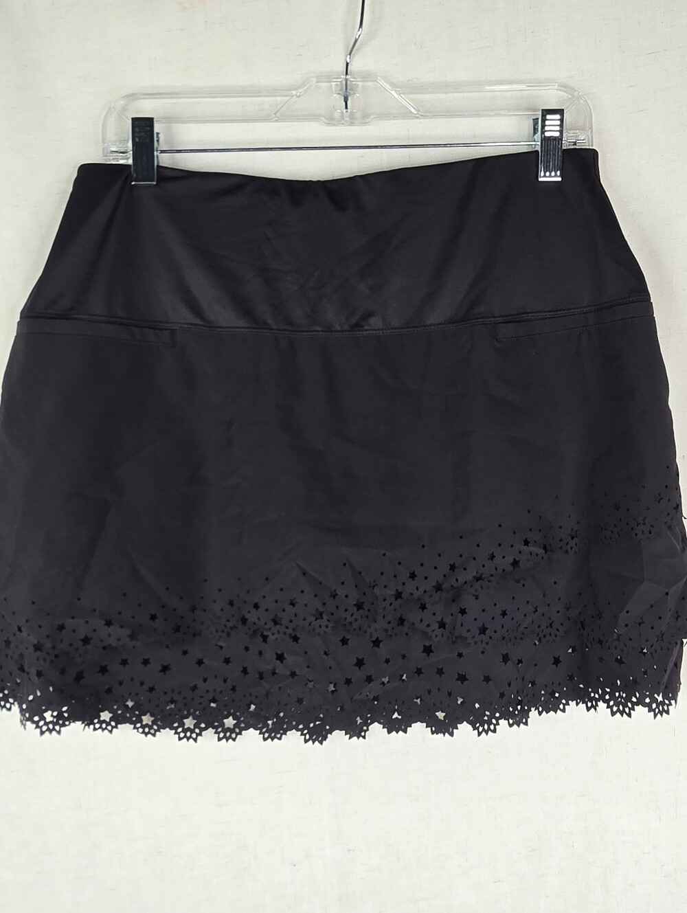 Lucky In Love Womens Medium Star burst Laser Cut Black Golf Tennis Skort